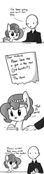 Size: 1080x4320 | Tagged: safe, artist:tjpones, oc, oc only, oc:brownie bun, oc:richard, human, horse wife, comic, food, monochrome, peanut butter, pun, simple background, white background