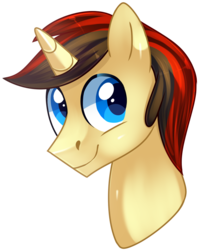 Size: 805x1000 | Tagged: safe, artist:sugguk, oc, oc only, pony, unicorn, bust, colored pupils, disembodied head, head, looking away, male, portrait, simple background, smiling, solo, stallion, transparent background