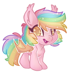 Size: 600x650 | Tagged: safe, artist:pii-j, oc, oc only, oc:paper stars, bat pony, pony, chibi, cute, cute little fangs, ear fluff, fangs, looking at you, paperbetes, simple background, solo, transparent background, weapons-grade cute