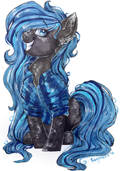 Size: 1703x2413 | Tagged: safe, artist:segraece, oc, oc only, oc:spectrum, earth pony, pony, clothes, female, mare, shirt, solo