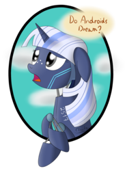 Size: 1500x2050 | Tagged: safe, artist:cloudy95, oc, oc only, oc:silverlay, android, gynoid, pony, robot, robot pony, unicorn, female, mare, simple background, solo, species swap, transparent background