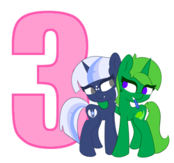 Size: 1573x1470 | Tagged: safe, artist:limedreaming, oc, oc only, oc:lime dream, oc:silverlay, original species, pony, umbra pony, unicorn, 3, female, mare, simple background, transparent background