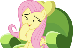 Size: 5000x3283 | Tagged: safe, artist:dashiesparkle, fluttershy, g4, make new friends but keep discord, couch, cute, female, giggling, shyabetes, simple background, solo, transparent background, vector
