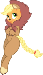 Size: 6000x10443 | Tagged: safe, artist:dfectivedvice, artist:mactavish1996, applejack, earth pony, pony, g4, absurd resolution, animal costume, applelion, braided tail, clothes, costume, cute, female, jackabetes, simple background, solo, transparent background, vector