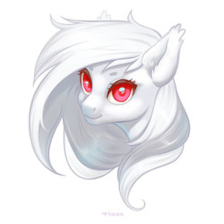 Size: 1024x1024 | Tagged: safe, artist:purpletigra, oc, oc only, oc:wynter skyeblade, pony, albino, bust, portrait, red eyes, simple background, solo, white background