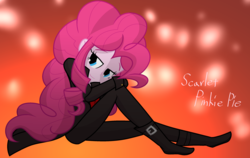 Size: 3000x1900 | Tagged: safe, artist:geraritydevillefort, pinkie pie, equestria girls, g4, clothes, crossover, female, lidded eyes, sitting, smiling, solo, the scarlet pimpernel