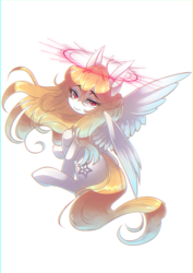 Size: 2894x4093 | Tagged: safe, artist:coma392, oc, oc only, oc:kakabel, pegasus, pony, looking at you, smiling, solo