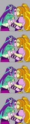 Size: 1000x4009 | Tagged: safe, artist:raika0306, edit, adagio dazzle, aria blaze, equestria girls, g4, collage, female, kiss on the lips, kissing, lesbian, looking at you, ship:adaria, shipping