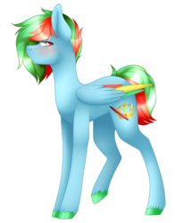 Size: 1024x1308 | Tagged: safe, artist:itsizzybel, oc, oc only, pegasus, pony, colored wings, male, multicolored wings, simple background, solo, stallion, transparent background