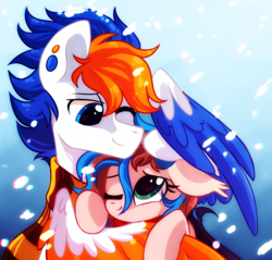 Size: 2044x1956 | Tagged: safe, artist:mirtash, oc, oc only, pegasus, pony, rcf community, cute, duo, looking at each other, snow, snowfall