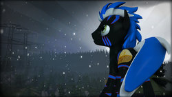 Size: 1920x1080 | Tagged: safe, artist:skilm, oc, oc only, oc:kaaskiller, earth pony, pony, 3d, snow, solo, source filmmaker