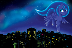 Size: 5400x3600 | Tagged: safe, artist:purpleblackkiwi, princess luna, pony, g4, absurd resolution, color porn, female, flying, night, night sky, solo