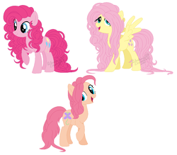 Size: 948x832 | Tagged: safe, artist:selusunost, fluttershy, pinkie pie, g4, alternate hairstyle, fusion, simple background, white background