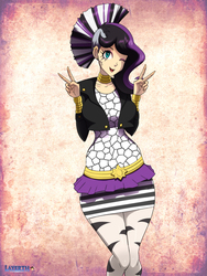 Size: 675x900 | Tagged: safe, artist:layerth, zecora, human, g4, anatomically incorrect, clothes, double peace sign, equestria girls outfit, female, humanized, one eye closed, peace sign, solo, wink, you had one job
