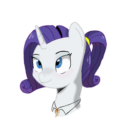 Size: 1000x1024 | Tagged: safe, artist:3lorenzo3, rarity, pony, g4, alternate hairstyle, bust, female, ponytail, portrait, simple background, smiling, solo