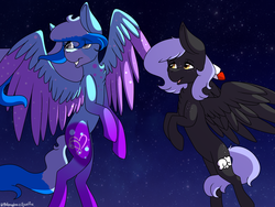 Size: 1600x1200 | Tagged: safe, artist:ohhoneybee, oc, oc only, oc:cloudy night, pegasus, pony, female, flying, mare, night