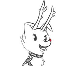 Size: 935x807 | Tagged: safe, artist:tjpones, winona, dog, g4, antlers, bust, chest fluff, female, monochrome, open mouth, rudolph the red nosed reindeer, simple background, sketch, sleigh bells, smiling, solo, white background