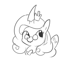 Size: 935x807 | Tagged: safe, artist:tjpones, queen chrysalis, pony, g4, cute, cute little fangs, cutealis, fangs, female, glasses, mirror universe, monochrome, reversalis, simple background, sketch, solo, white background