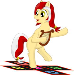 Size: 1630x1658 | Tagged: safe, artist:malte279, oc, oc only, oc:colonia, earth pony, pony, cologne, dancing, lyre, mascot, musical instrument, simple background, solo, transparent background, trotmania
