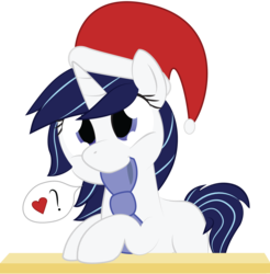 Size: 2000x2034 | Tagged: safe, artist:mintysketch, oc, oc only, pony, unicorn, bow, female, hat, high res, mare, minty's christmas ponies, santa hat, simple background, solo, speech bubble, transparent background, vector