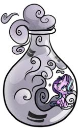 Size: 2769x4460 | Tagged: safe, artist:cutepencilcase, starlight glimmer, pony, unicorn, g4, bottle, equal cutie mark, equality, female, high res, pony in a bottle, simple background, smoke, solo, transparent background