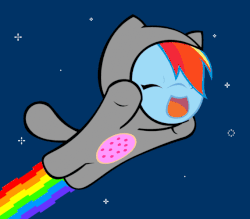 Size: 680x595 | Tagged: safe, artist:sociox, rainbow dash, pegasus, pony, g4, animated, clothes, costume, cute, dashabetes, eyes closed, female, flying, gif, happy, nyan cat, nyan dash, open mouth, ponified, rainbow cat, smiling, solo