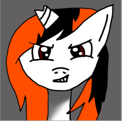Size: 775x771 | Tagged: safe, artist:steamyart, oc, oc only, oc:phenioxflame, pony, broken horn, bust, crappy art, horn, portrait, solo