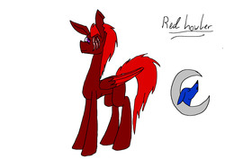 Size: 1748x1240 | Tagged: safe, artist:carnivore-alicorn, oc, oc only, oc:red howler, pegasus, pony, wolf, female, filly, howl, mare, moon, red, scar, solo