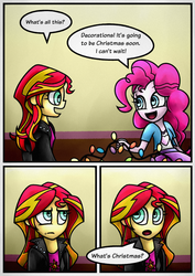 Size: 1240x1754 | Tagged: safe, artist:rambopvp, pinkie pie, sunset shimmer, equestria girls, g4, christmas, comic