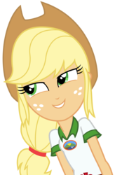 Size: 2313x3525 | Tagged: safe, artist:sketchmcreations, applejack, equestria girls, g4, my little pony equestria girls: legend of everfree, female, hat, high res, leaning, simple background, smiling, smug, solo, transparent background, vector