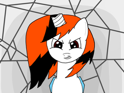 Size: 1600x1200 | Tagged: safe, artist:steamyart, oc, oc only, oc:phenioxflame, pony, broken horn, horn, looking at you, solo