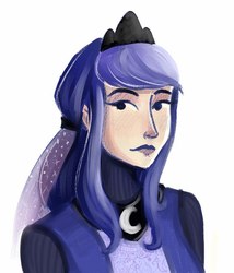 Size: 718x838 | Tagged: artist needed, safe, princess luna, human, g4, bust, female, humanized, portrait, simple background, solo, white background