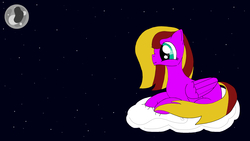 Size: 2560x1440 | Tagged: safe, artist:steamyart, oc, oc only, pony, cloud, moon, night, solo