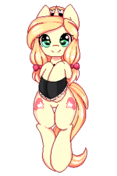 Size: 200x300 | Tagged: safe, artist:mrsremi, oc, oc only, oc:vive, pony, unicorn, bow, cuffs (clothes), hair bow, pixel art, simple background, solo, transparent background