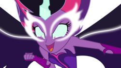 Size: 7000x3952 | Tagged: safe, artist:luckreza8, sci-twi, twilight sparkle, equestria girls, g4, my little pony equestria girls: legend of everfree, absurd resolution, clothes, female, fingerless gloves, fist, gloves, looking down, midnight sparkle, open mouth, simple background, solo, transparent background, vector, wings