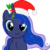 Size: 2500x2481 | Tagged: safe, artist:arifproject, princess luna, alicorn, pony, g4, :i, arif's christmas pones, arif's scrunchy pone, chest fluff, cute, female, hat, high res, leaf, looking at you, mistletoe, santa hat, simple background, solo, transparent background, vector