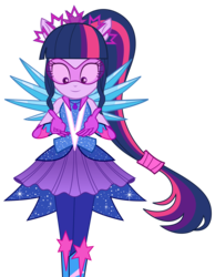 Size: 4384x5657 | Tagged: safe, artist:keronianniroro, sci-twi, twilight sparkle, equestria girls, g4, my little pony equestria girls: legend of everfree, absurd resolution, boots, crystal guardian, crystal wings, female, glasses, high heel boots, ponied up, ponytail, sci-twilicorn, simple background, solo, sparkles, transparent background, vector, visor, wings