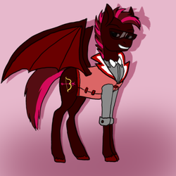Size: 750x750 | Tagged: safe, artist:jitterbugjive, oc, oc only, oc:icarus fylo, bat pony, pony, clothes, commission, male, solo