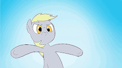 Size: 640x360 | Tagged: safe, artist:doublewbrothers, derpy hooves, pony, g4, animated, animated at source, creative solution, female, gif, serious, serious face, silly, silly pony, solo
