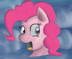 Size: 1200x979 | Tagged: safe, artist:itsthinking, pinkie pie, g4, bust, cloud, female, open mouth, portrait, smiling, solo, wide eyes