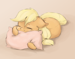 Size: 1689x1338 | Tagged: safe, artist:buttersprinkle, applejack, earth pony, pony, g4, buttersprinkle is trying to murder us, cheek fluff, cute, ear fluff, eyes closed, female, floppy ears, freckles, hug, jackabetes, pillow, pillow hug, sleeping, smiling, solo