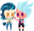 Size: 474x439 | Tagged: safe, artist:berrypunchrules, frosty orange, indigo zap, equestria girls, g4, chibi, female, frostyzap, heart, lesbian, shipping, simple background, transparent background