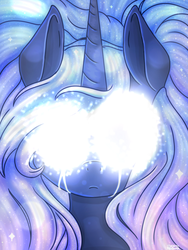 Size: 960x1280 | Tagged: safe, artist:pixelsketch2103, princess luna, g4, bust, crying, female, frown, glowing eyes, portrait, solo