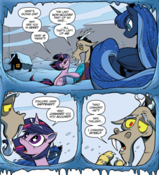 Size: 965x1064 | Tagged: safe, artist:andypriceart, idw, discord, princess luna, twilight sparkle, alicorn, pony, chaos theory (arc), g4, spoiler:comic, spoiler:comic49, accord (arc), in all disorder a secret order, part the second: in all chaos there is a cosmos, twilight sparkle (alicorn)
