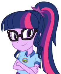 Size: 2981x3600 | Tagged: safe, artist:sketchmcreations, sci-twi, twilight sparkle, equestria girls, g4, my little pony equestria girls: legend of everfree, crossed arms, female, high res, simple background, smiling, solo, transparent background, vector