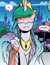Size: 452x581 | Tagged: safe, artist:andypriceart, idw, princess celestia, chaos theory (arc), g4, spoiler:comic49, accord (arc), cropped, female, in all disorder a secret order, no, part the second: in all chaos there is a cosmos, reaction image, solo