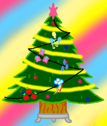 Size: 428x504 | Tagged: safe, artist:barbra, animated, christmas tree, cutie mark, gif, mane six cutie marks, tree