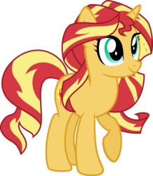 Size: 1376x1579 | Tagged: safe, artist:rustle-rose, sunset shimmer, pony, unicorn, equestria girls, g4, alternate hairstyle, cute, female, ponified humanized pony, shimmerbetes, simple background, smiling, solo, transparent background, vector