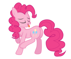 Size: 6000x5000 | Tagged: safe, artist:legendanger, derpibooru exclusive, pinkie pie, earth pony, pony, g4, absurd resolution, butt, dock, eyes closed, female, mare, open mouth, plot, raised tail, simple background, solo, tail, tongue out, transparent background, underhoof