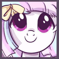 Size: 500x500 | Tagged: safe, artist:peachesandcreamated, oc, oc only, oc:star chaser, pony, animated, blinking, bow, close-up, cute, female, gif, hair bow, icon, mare, ocbetes, solo